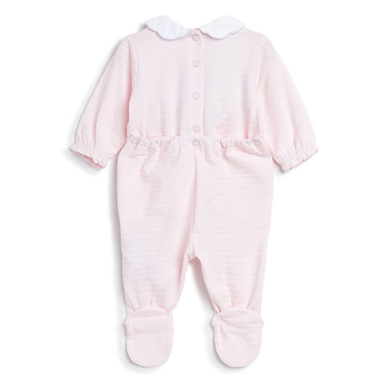 Girls Light Pink Applique Nappy Opening Babysuit image number 1
